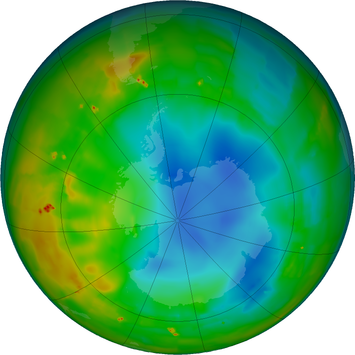 Antarctic ozone map for 27 July 2011